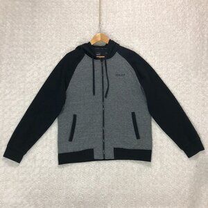 Guess Men's Black and Gray Zipper Up‎ Hoodie Size XL